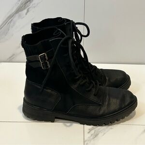 Women's Black Lace-Up Boots
